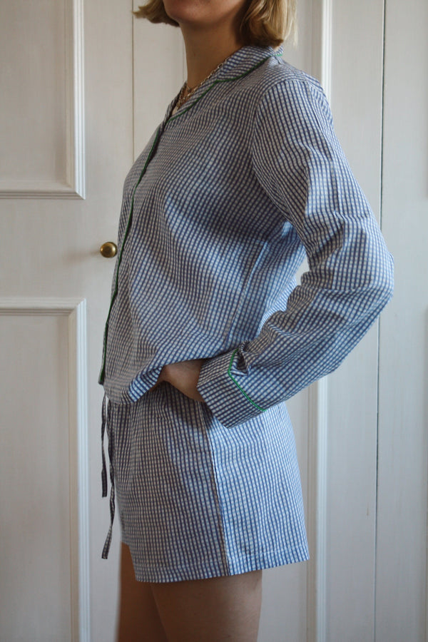 Blue Gingham Short Pyjama Set