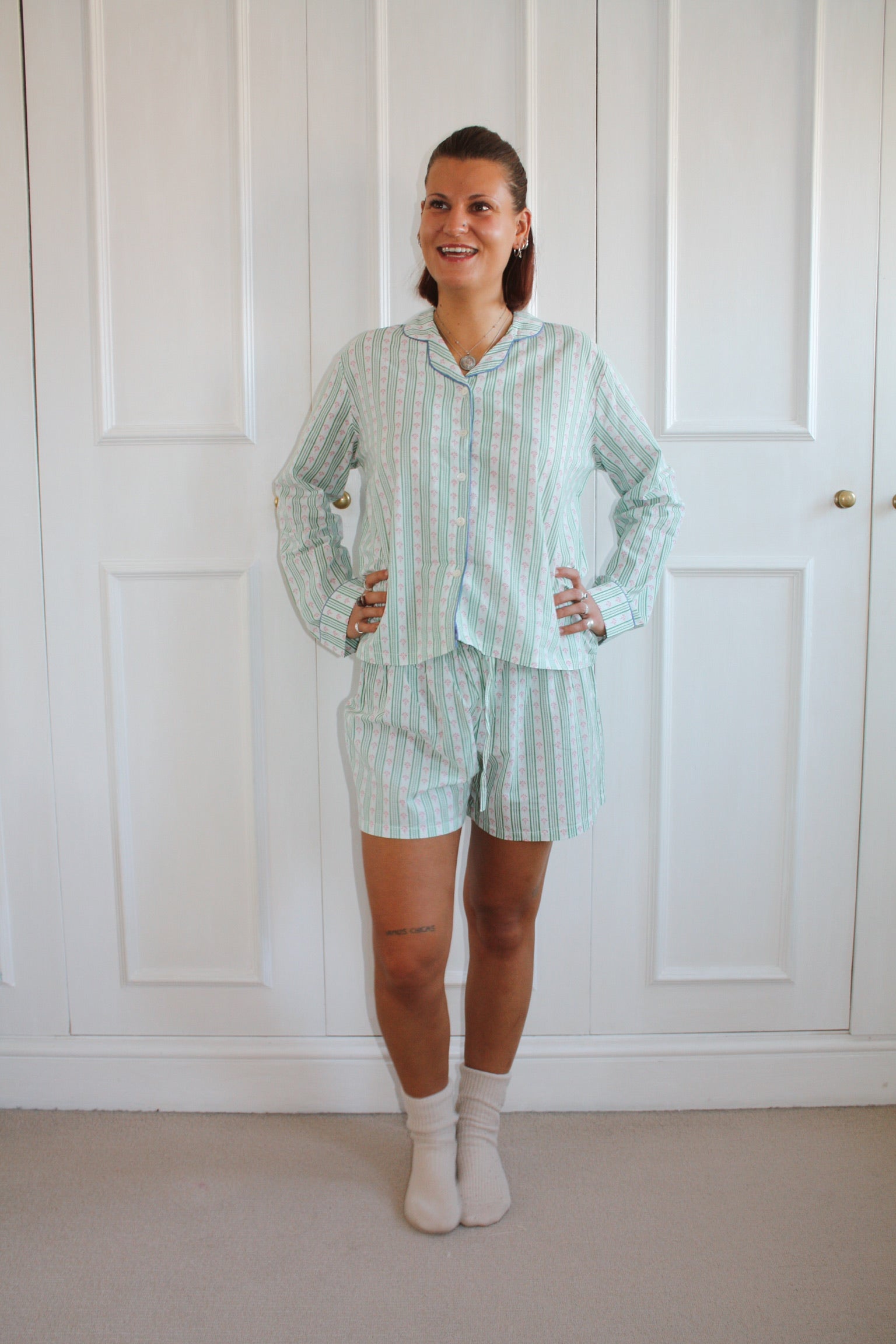 Green Stripe Short Pyjama Set