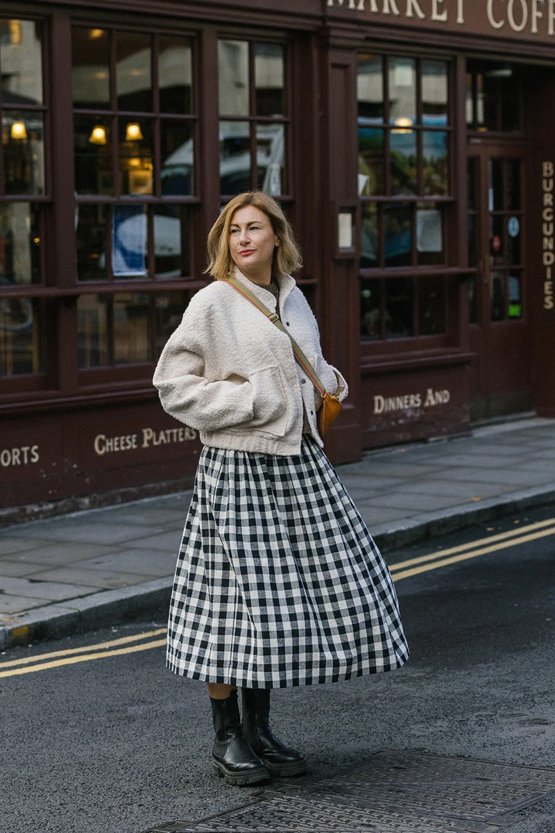 Tina Gathered Midi Skirt Gingham Kala Cotton