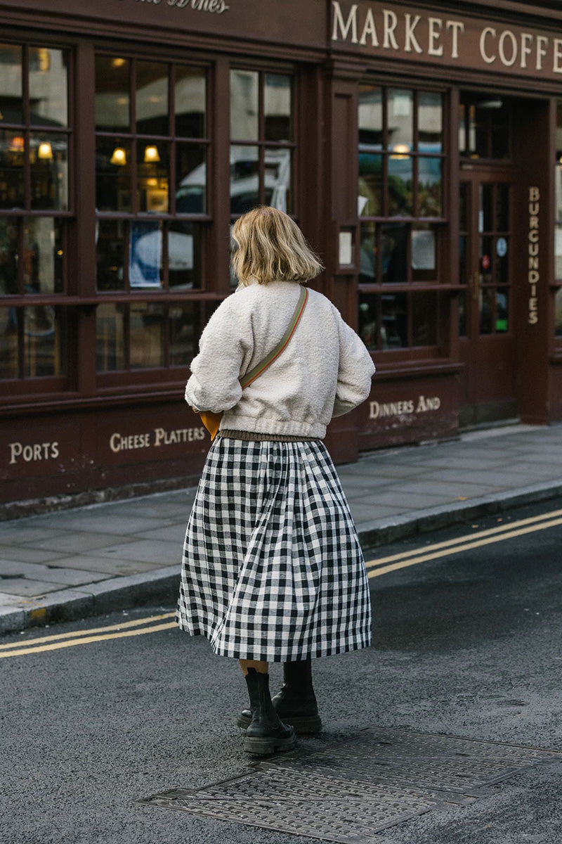 Tina Gathered Midi Skirt Gingham Kala Cotton