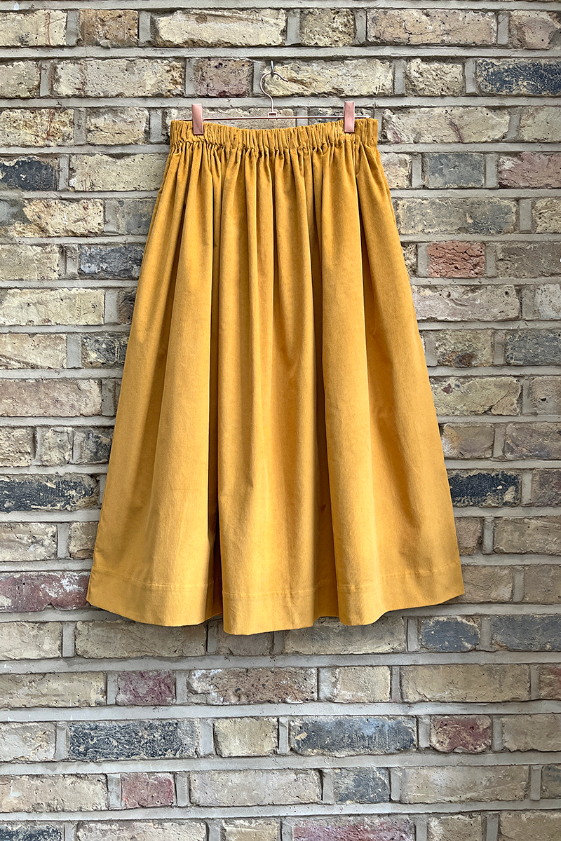 Tina Corduroy Midi Skirt Yellow Ochre
