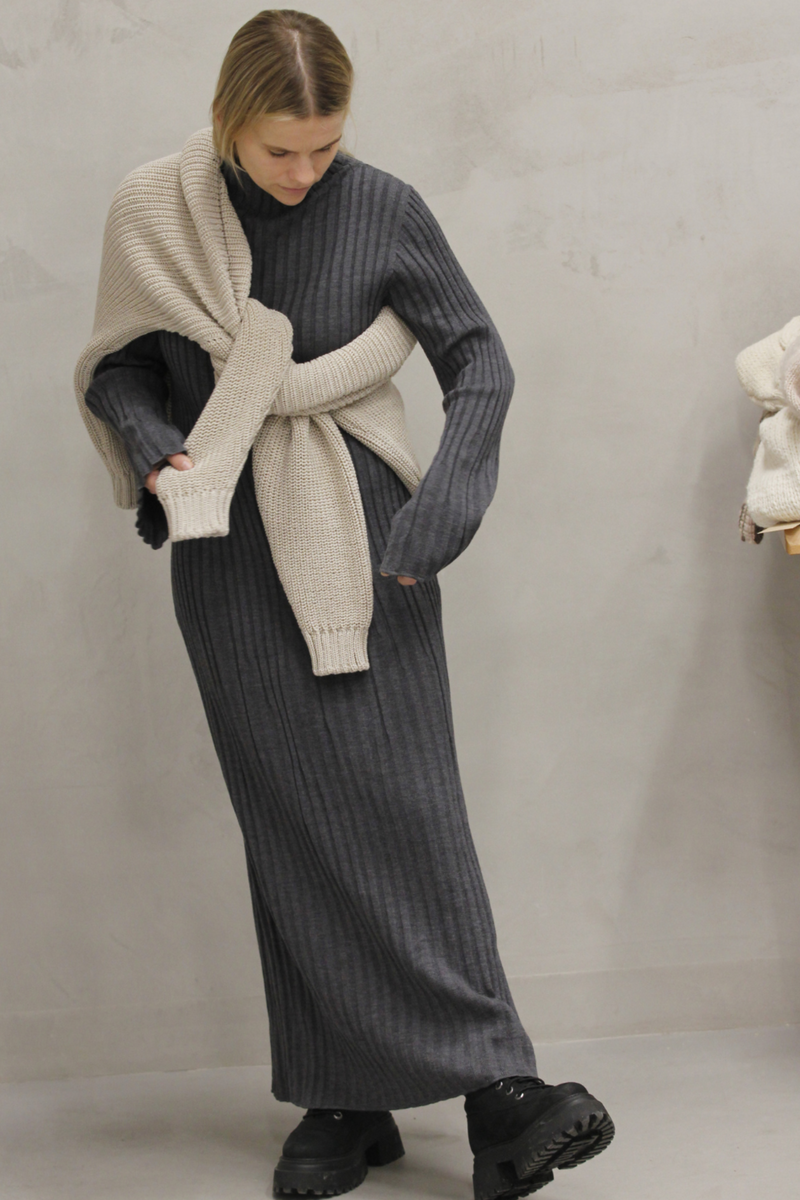 Medeina: Charcoal Wool Dress