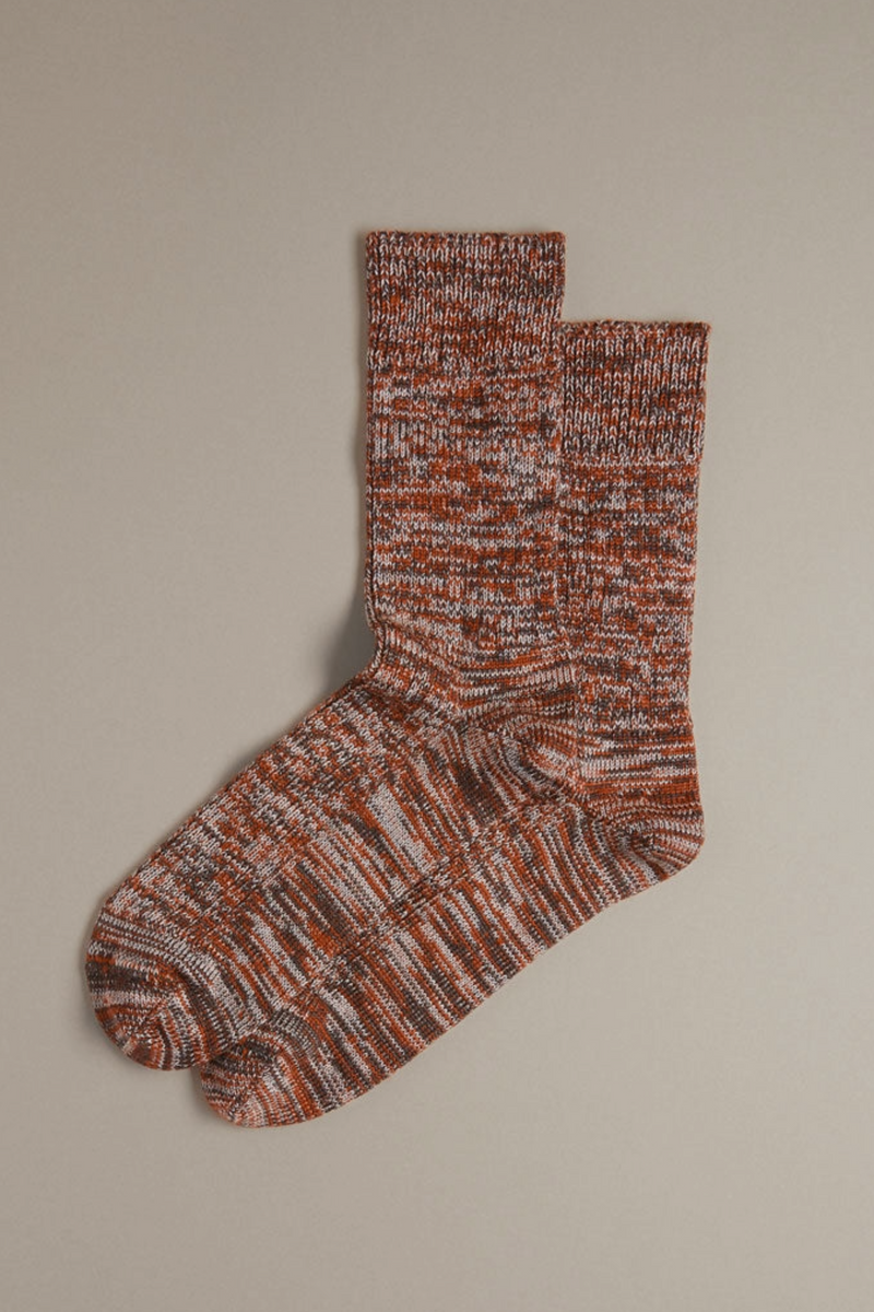 Chunky Wool Boot Socks | Marbled Rust