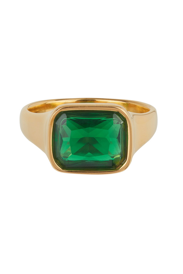 Square Cocktail Ring: Green