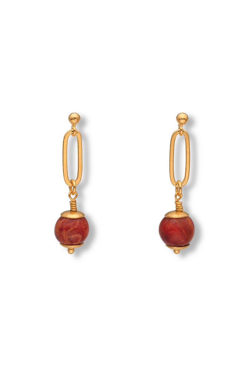 Coral Fireball Earrings