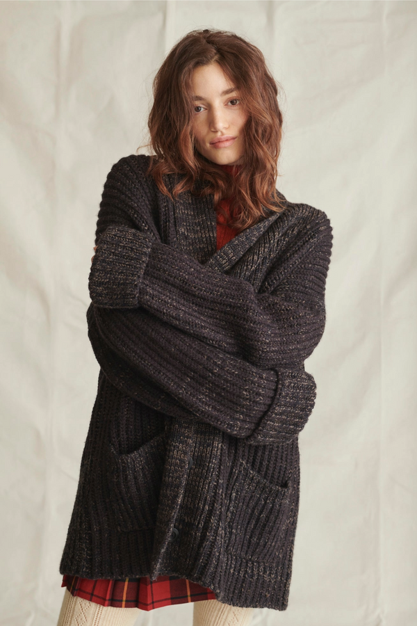 Eccleston Cardigan in Peat & Sloe Mouline