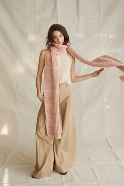 Eccleston Scarf in Ecru & Coral Mouline