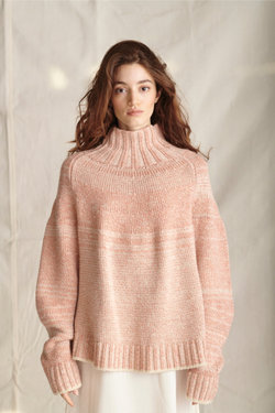 Eccleston Jumper in Ecru & Coral Mouline