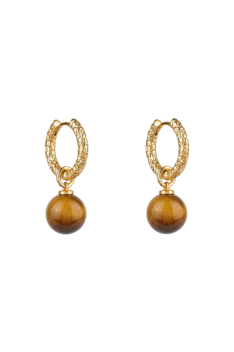 Tiger’s Eye Drop Hoops