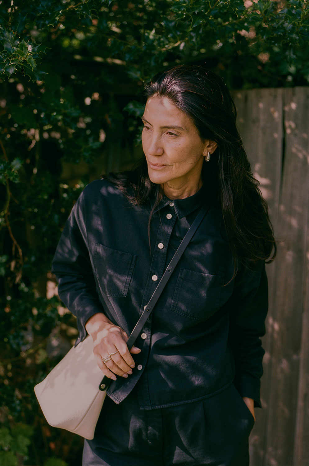 Lela Boxy Shirt, Black Japanese Denim