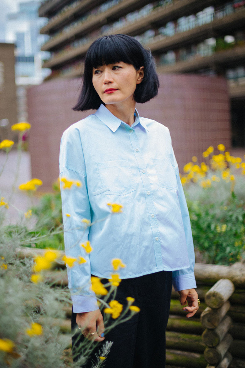 Lela Colourblock Shirt, Pastel Green/ Blue Cotton