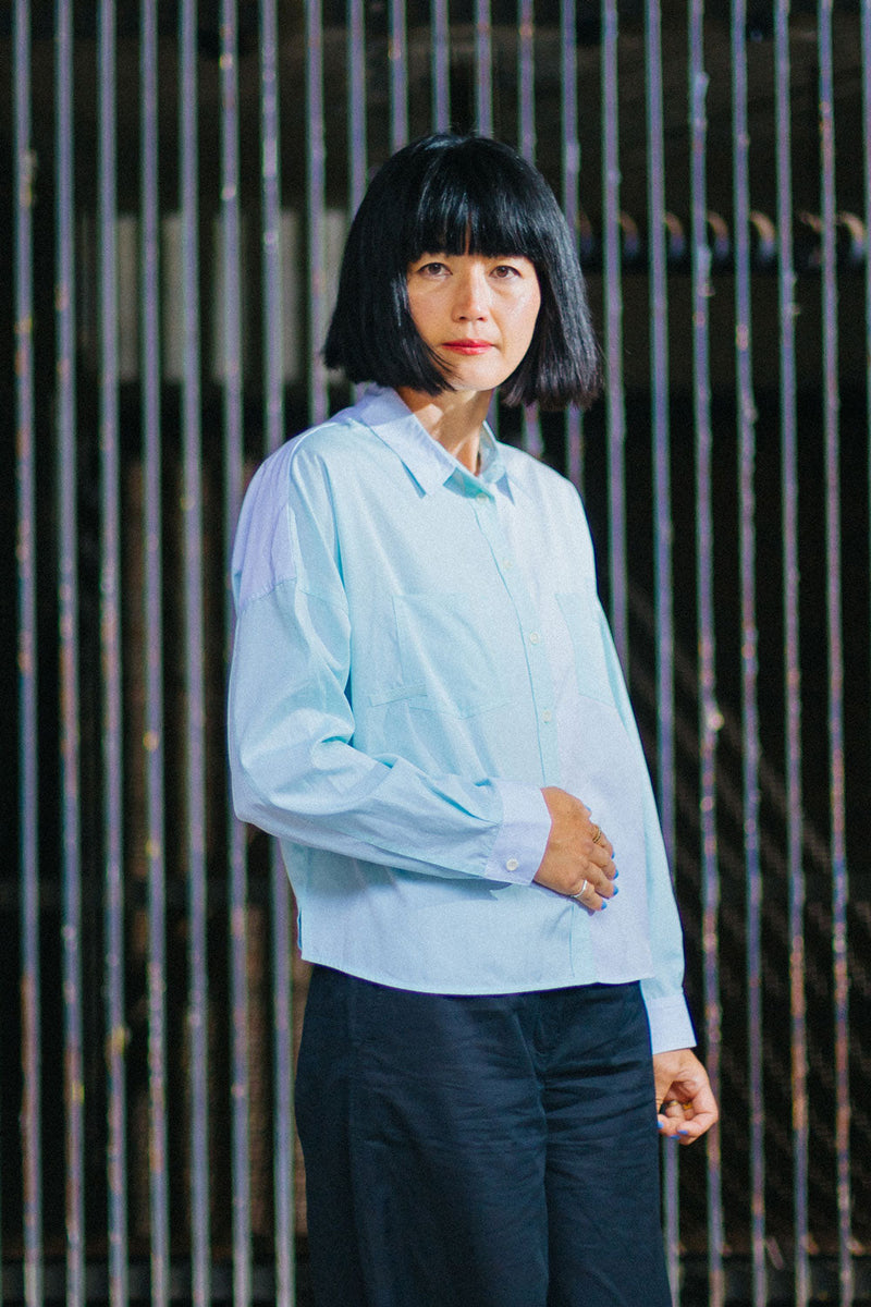 Lela Colourblock Shirt, Pastel Green/ Blue Cotton