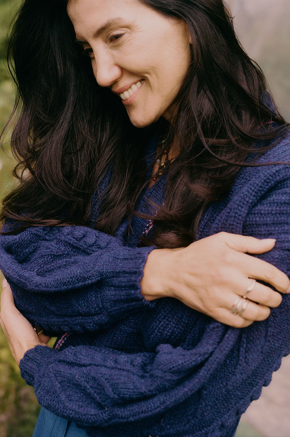 Frida Chunky Knit Cardigan, Midnight Navy