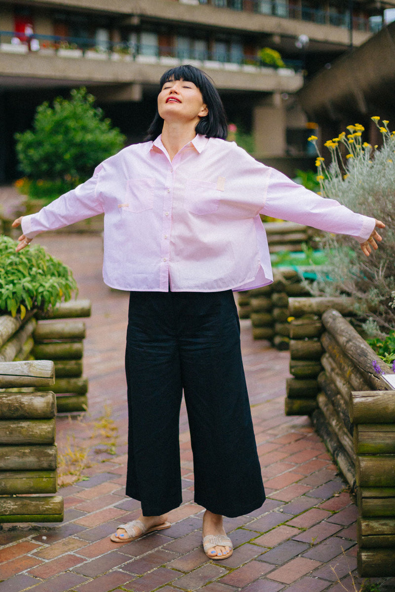 Lela Colourblock Shirt, Pastel Pink/ Orange Cotton