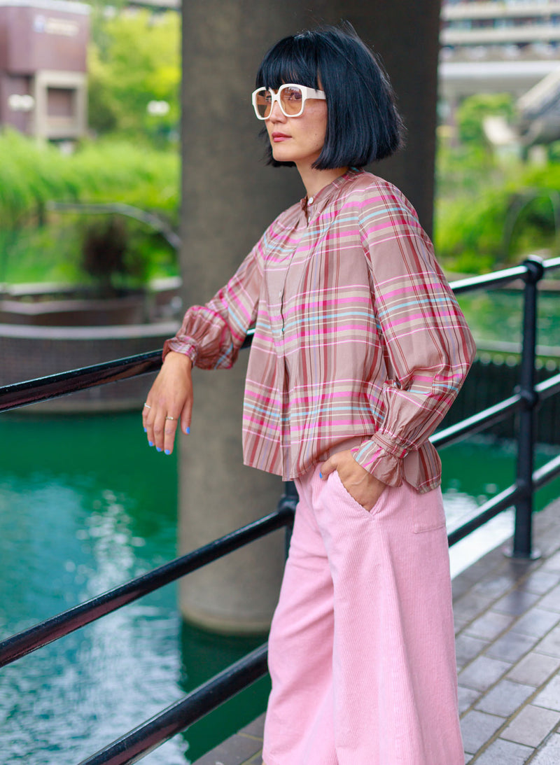 Amelia Wide Leg Culotte Trouser, Pink Corduroy Cotton