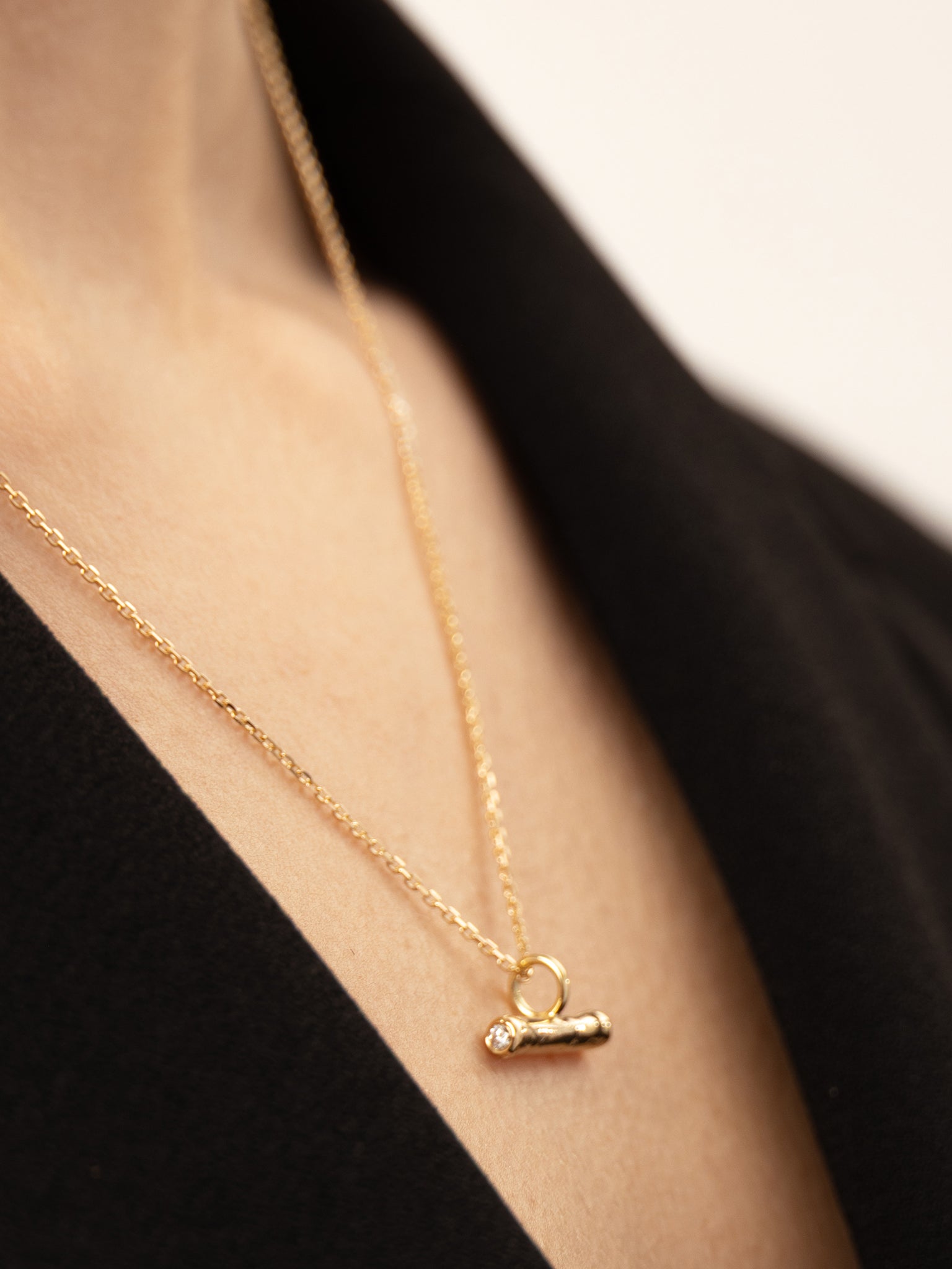Wand Diamond Necklace 14k Gold