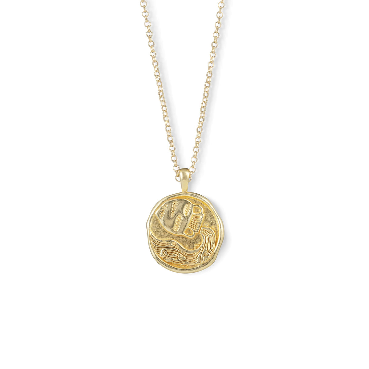 Gold Zodiac Coin Pendant Necklace • Aquarius