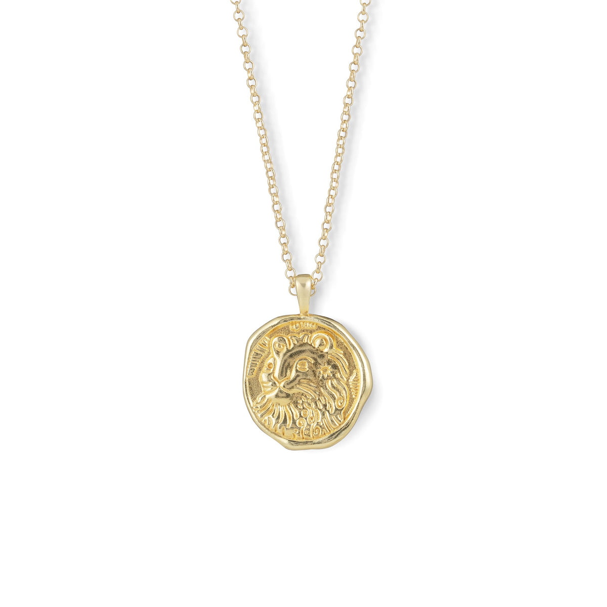 Gold Zodiac Coin Pendant Necklace • Leo