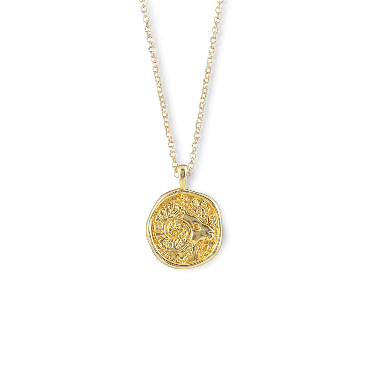 Gold Zodiac Coin Pendant Necklace • Aries