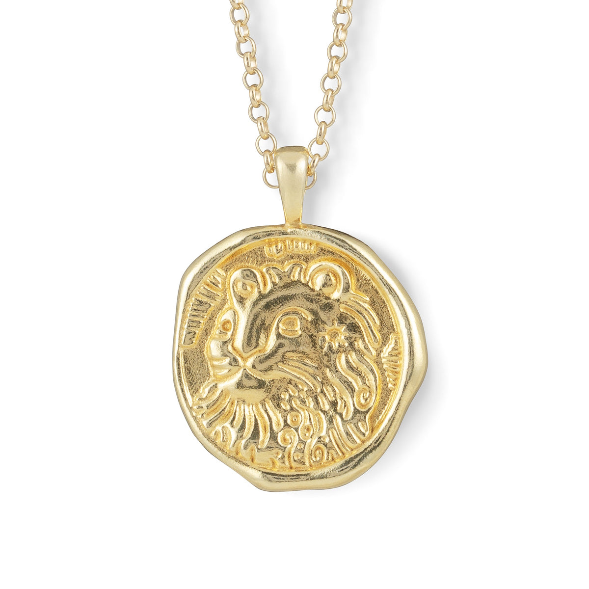 Gold Zodiac Coin Pendant Necklace • Leo