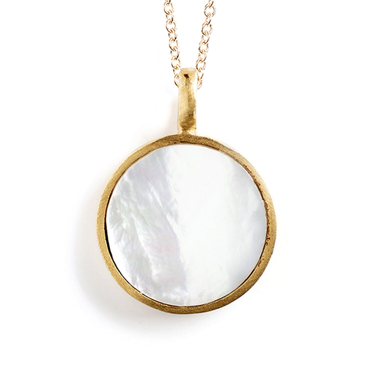 Gold Porthole Necklace • Mother of Pearl