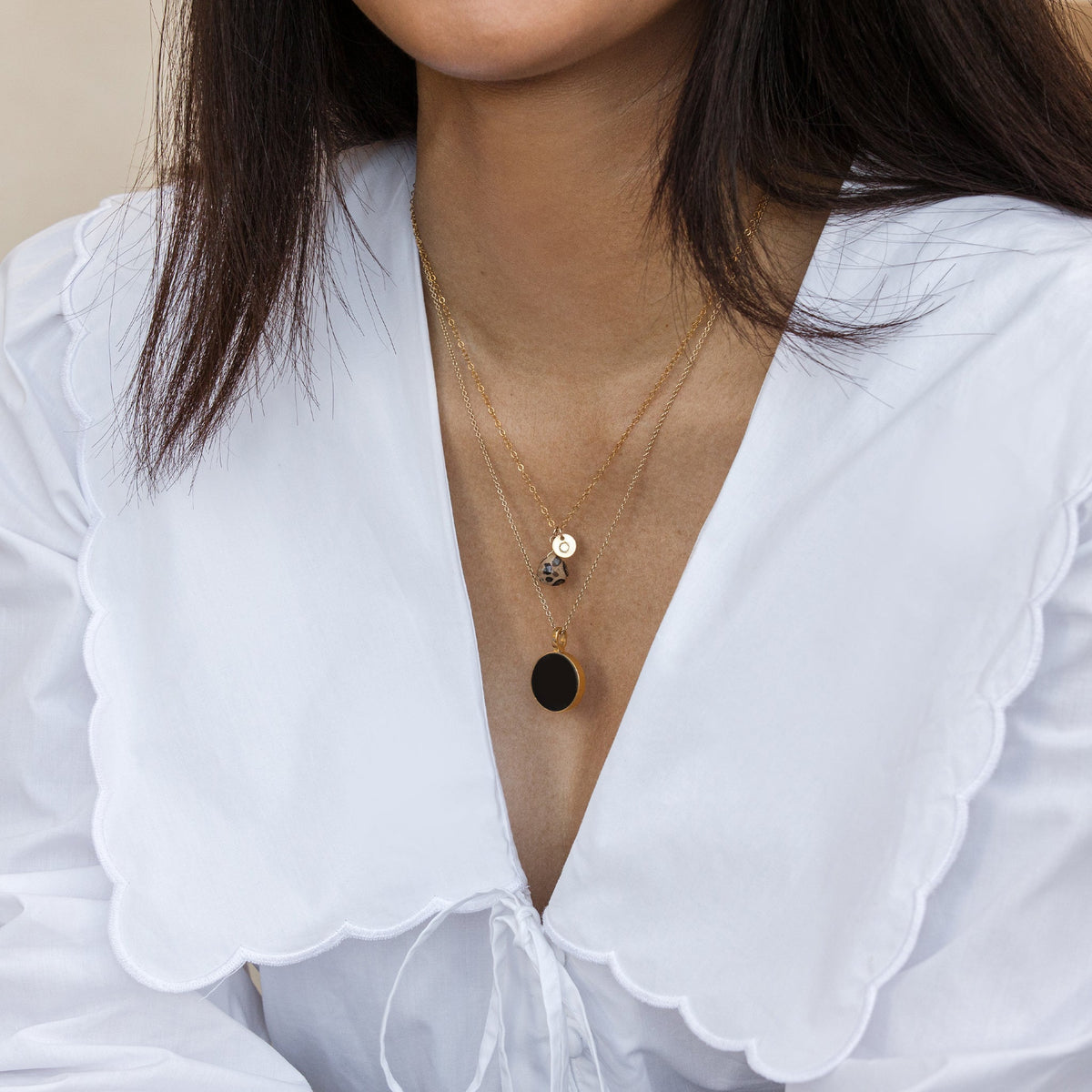Gold Porthole Necklace • Black Onyx