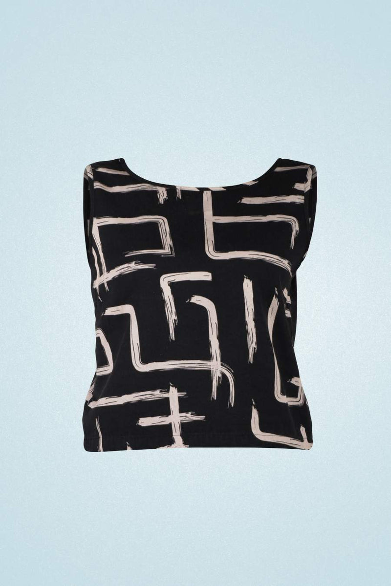 Organic cotton and linen black and white two way tank top by Wild Clouds