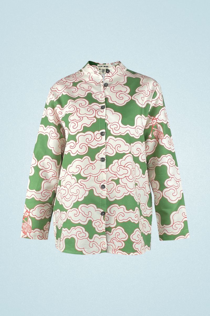 Organic Cotton & Linen Green Clouds Shirt