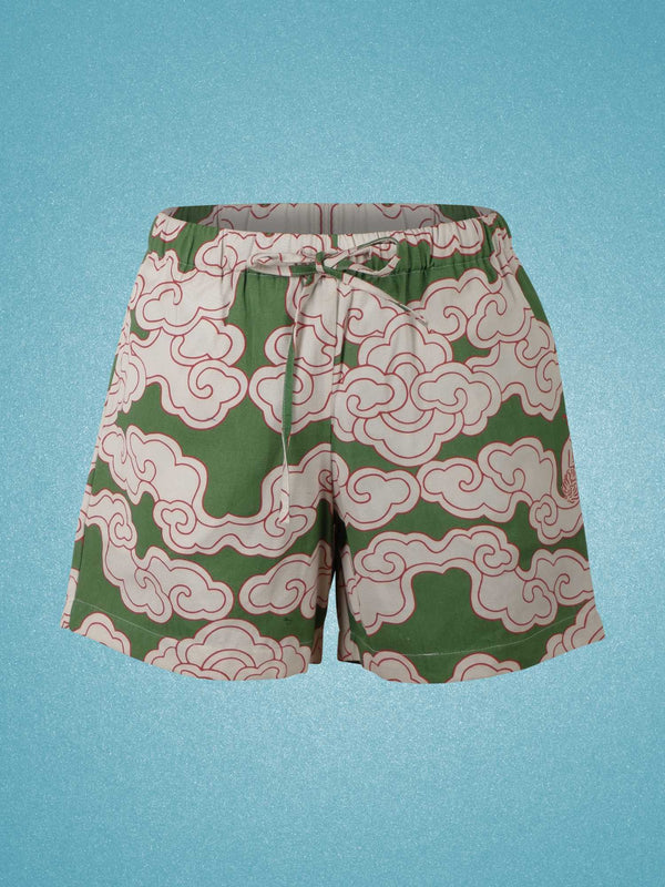 Organic cotton and linen Green Clouds shorts by Wild Clouds
