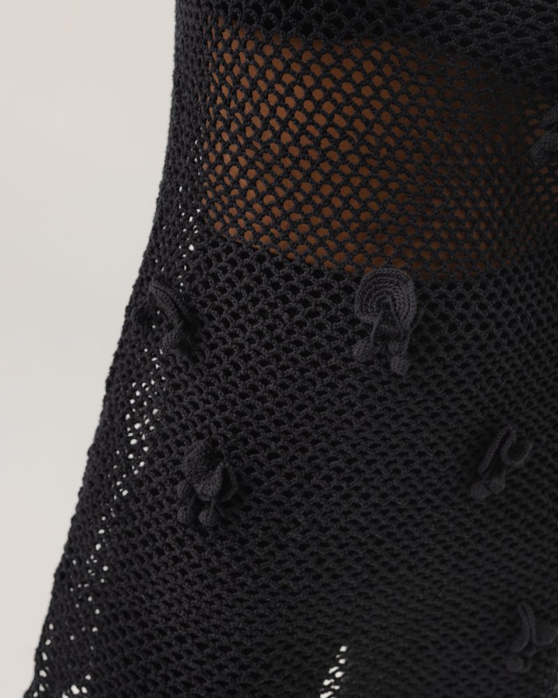 Aguonos: Black Cotton Crochet Dress