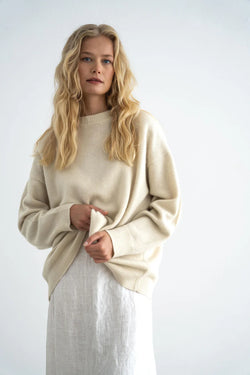 Brushed Cashmere Oversized Crew