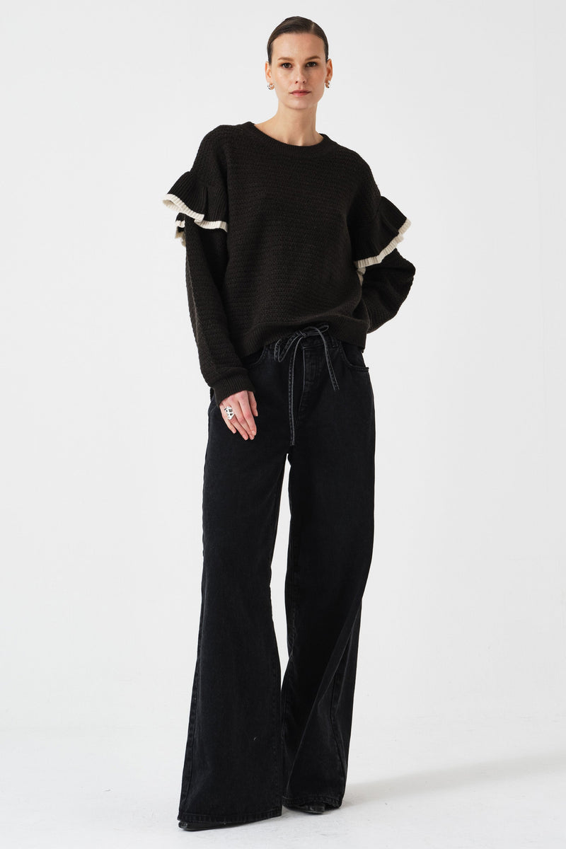 Aria Wool Sweater in Forest Green