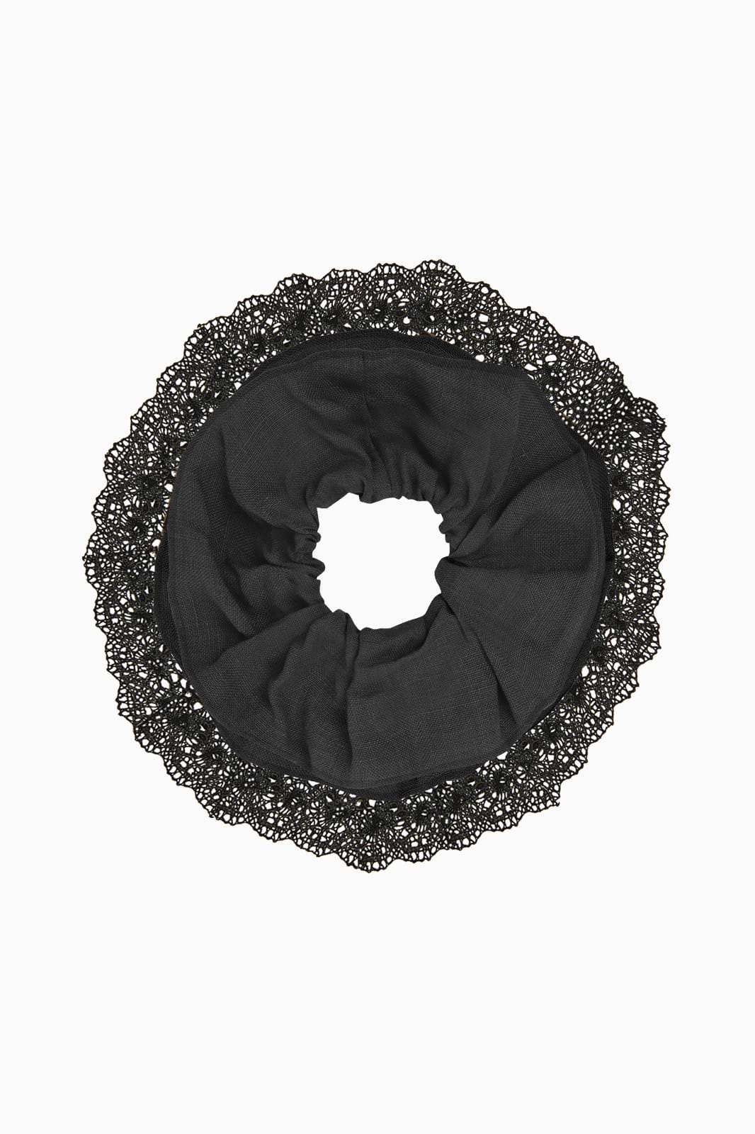 Zero-Waste Maxi Wool Scrunchie black with lace