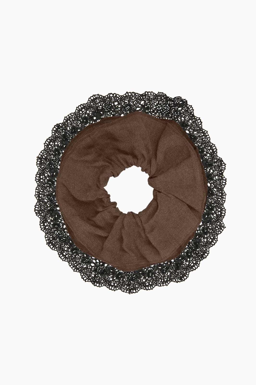 Zero-Waste Maxi Wool Scrunchie mocha with lace