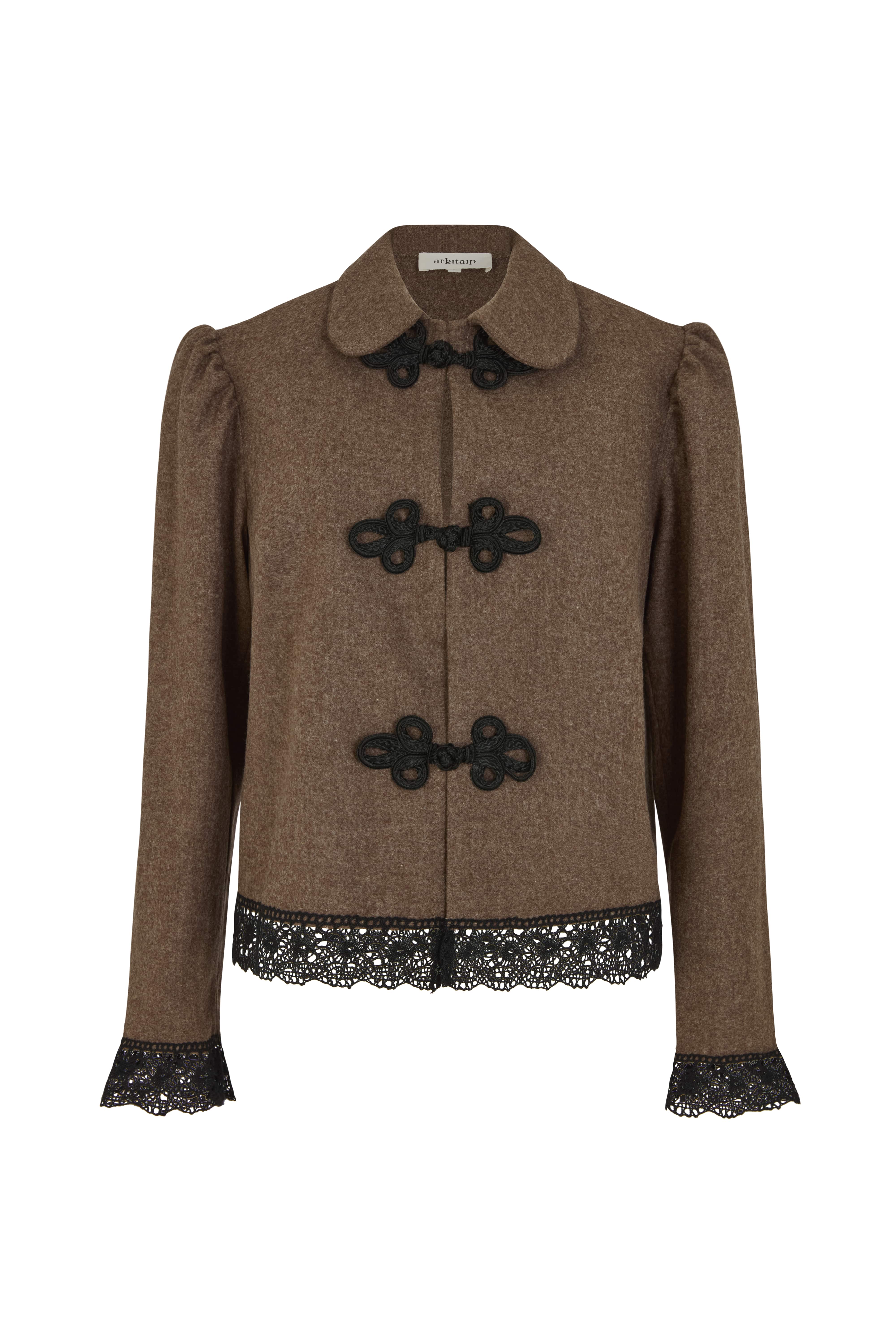 The Camille Rounded Collar Wool Overshirt in mocha