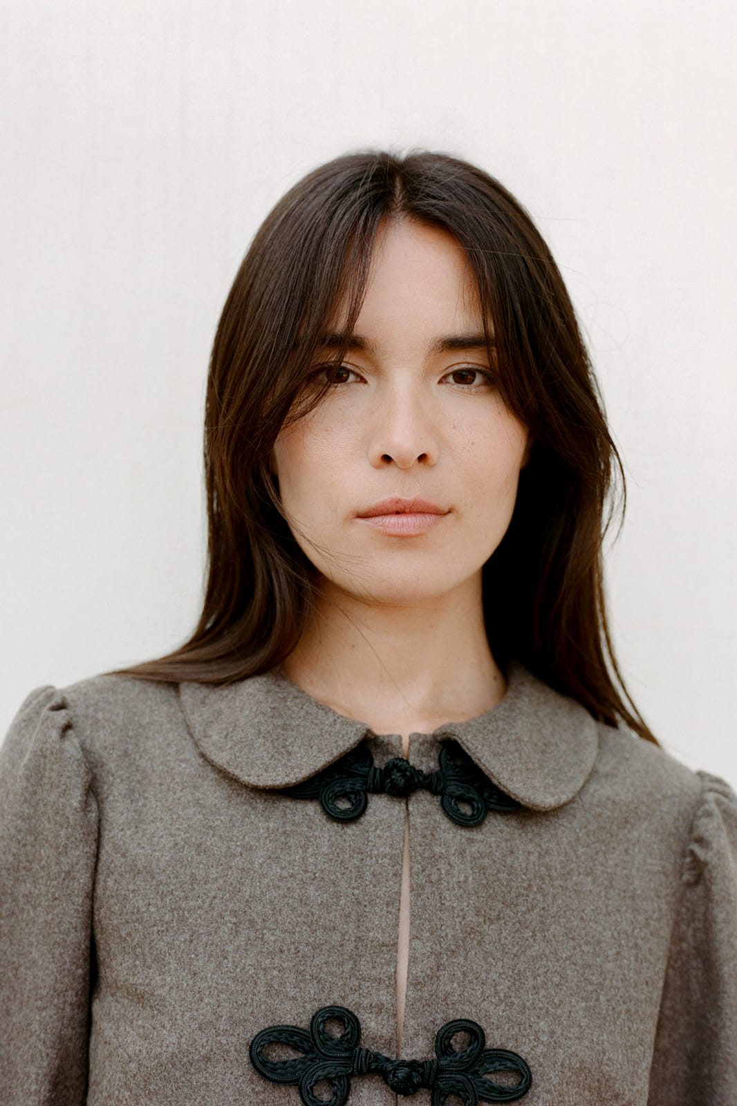 The Camille Rounded Collar Wool Overshirt in mocha