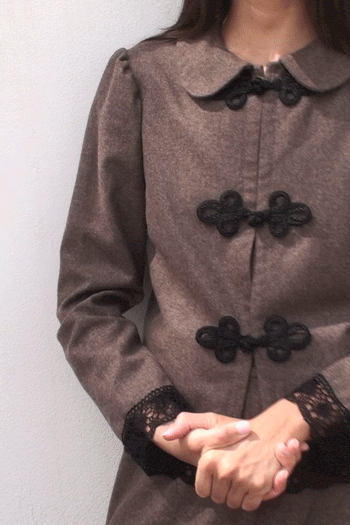 The Camille Rounded Collar Wool Overshirt in mocha