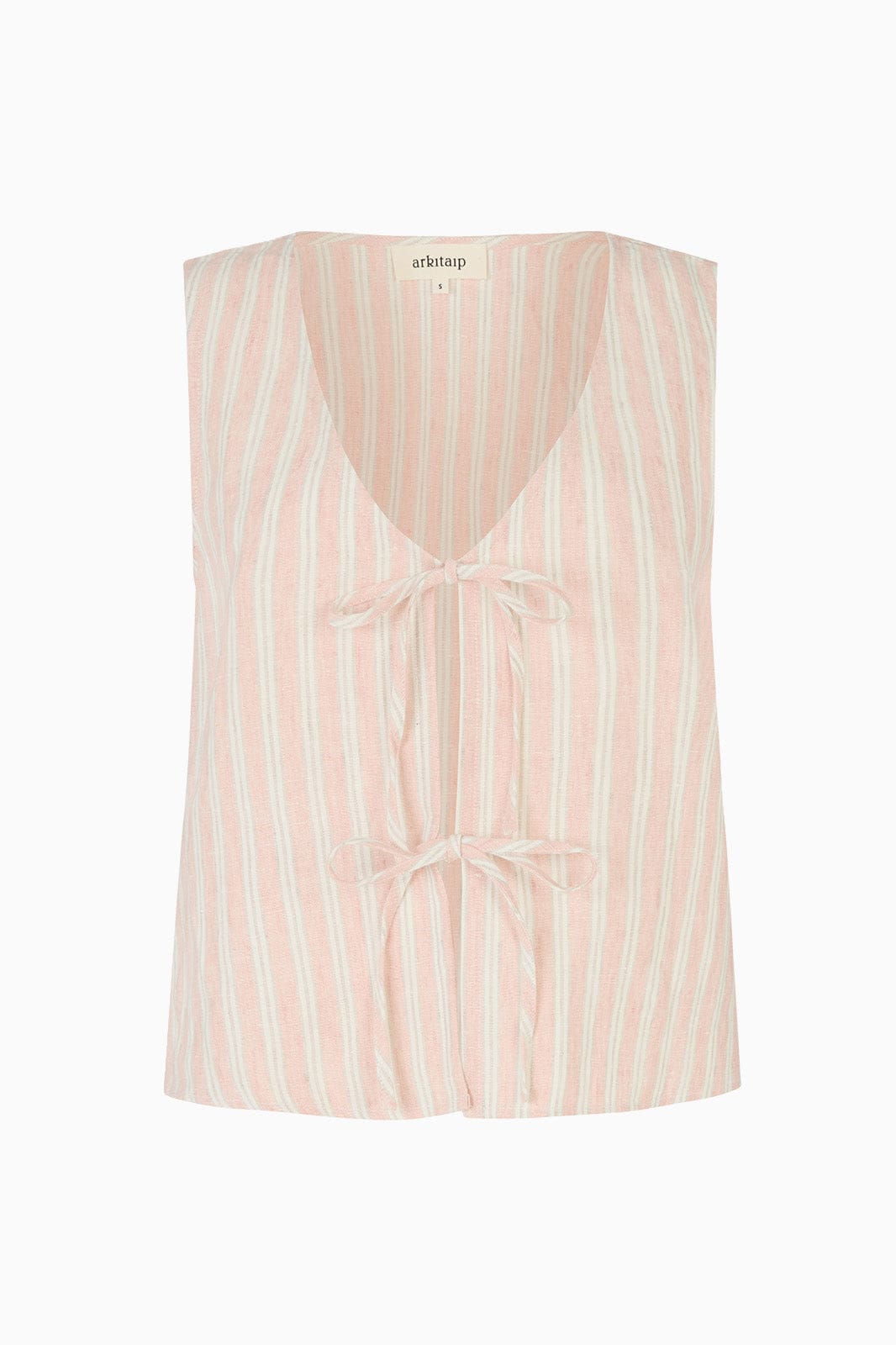 The Camilla Sleeveless Tie Top in striped rosé