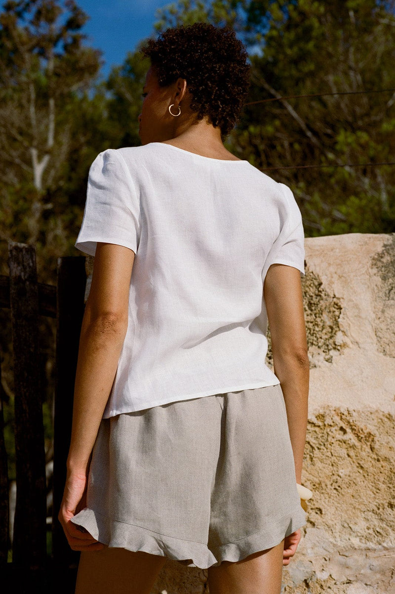 arkitaip Blouses The Laurene Tie Blouse in white