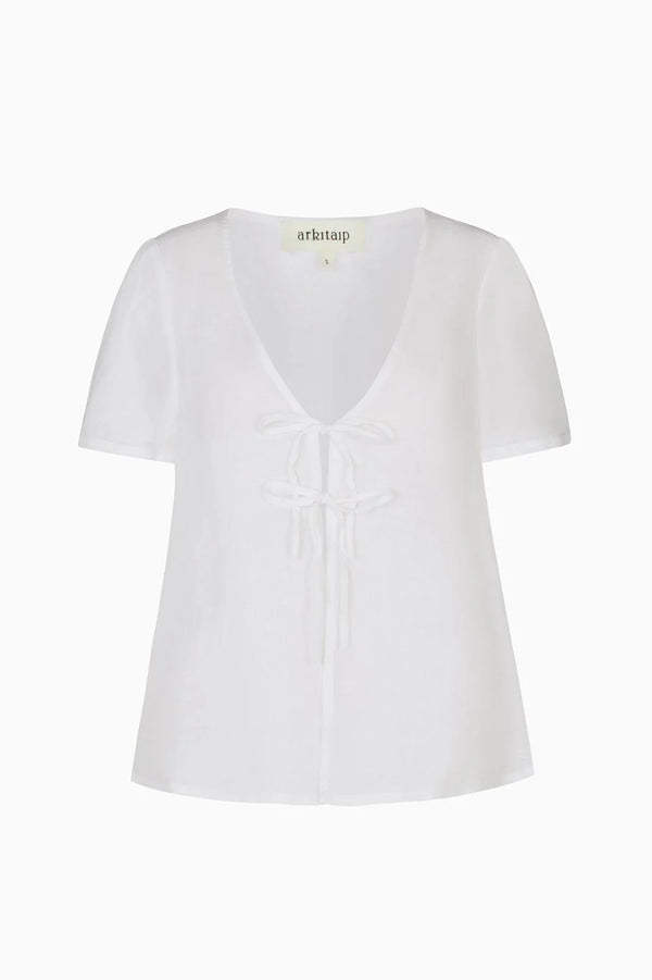 arkitaip Blouses The Laurene Tie Blouse in white