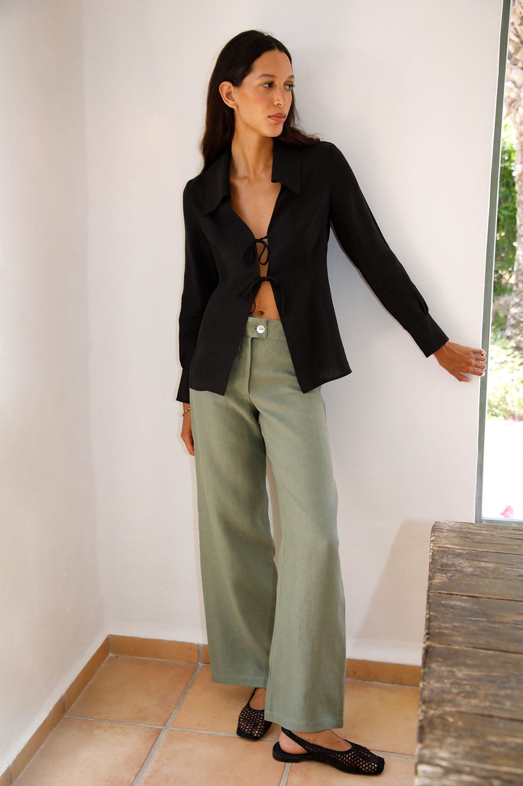 arkitaip Blouses The Maya Tie Blouse in black