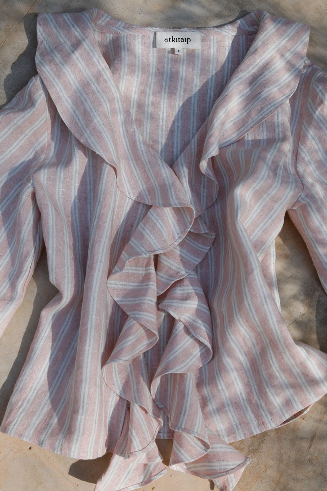 The Ophelia Ruffled Shirt in striped rosé
