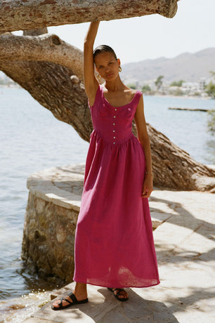 arkitaip Maxi Dresses The Allegra Bustier Maxi Dress in berry