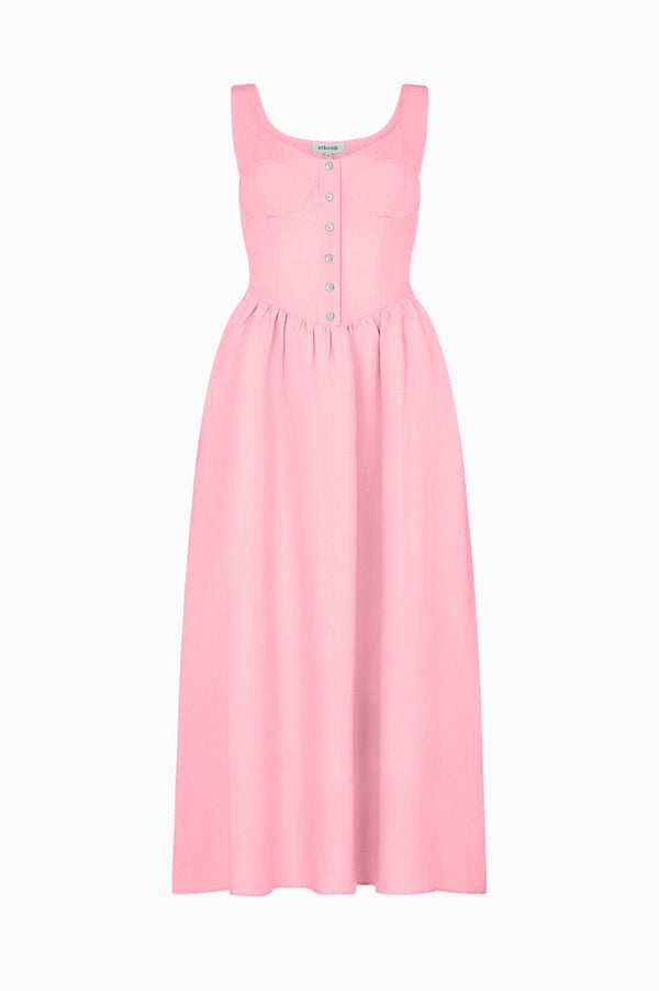 arkitaip Maxi Dresses The Allegra Bustier Maxi Dress in bubblegum pink