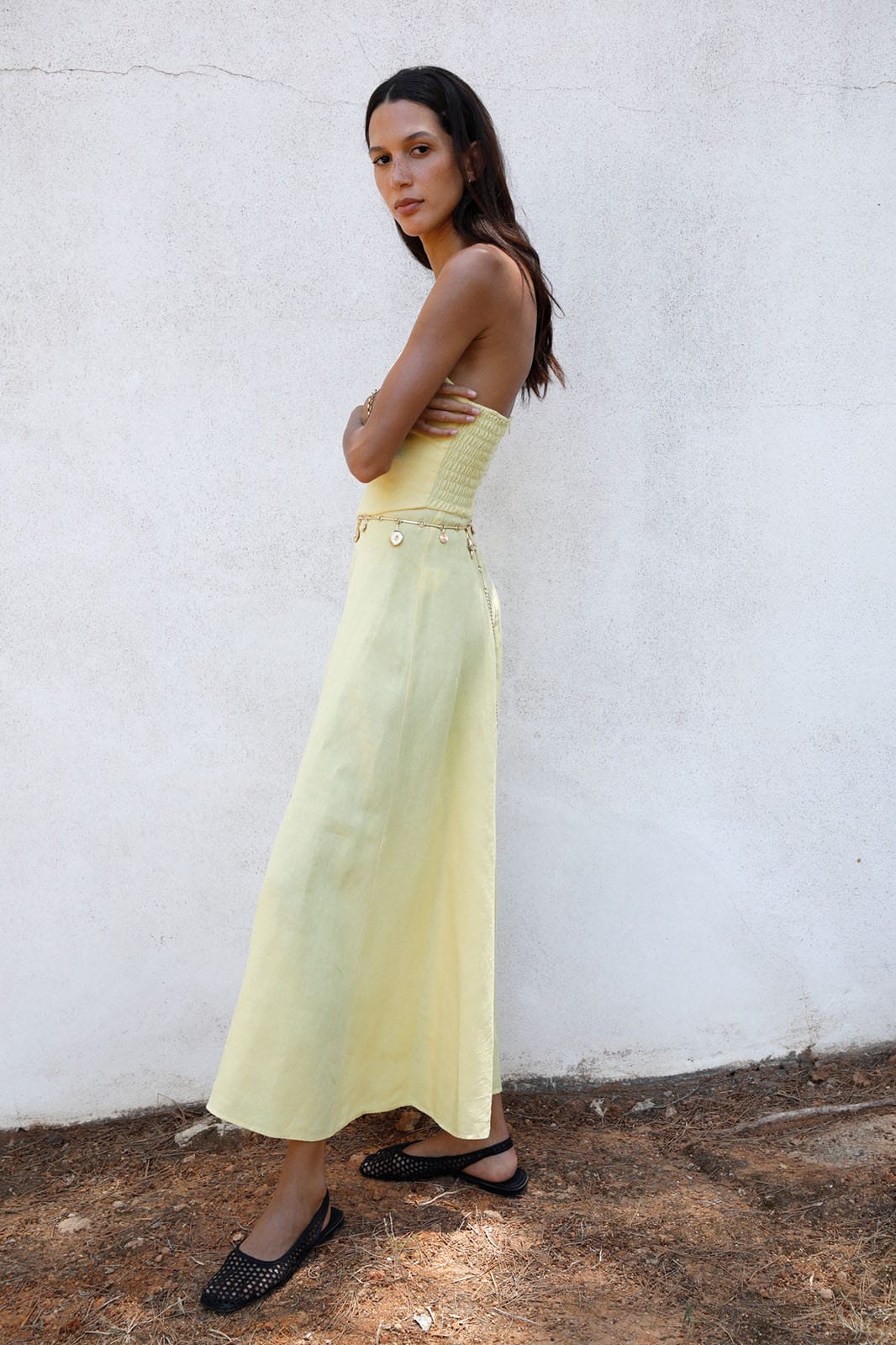 The Chiara Maxi Bandeau Dress in yellow