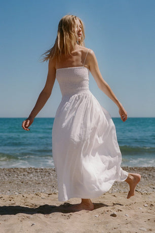 arkitaip Maxi Dresses The Harlow Smocked Maxi Dress in white