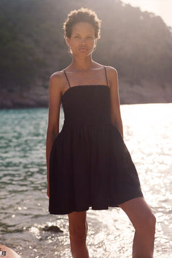 arkitaip Maxi Dresses The Harlow Smocked Mini Dress in black