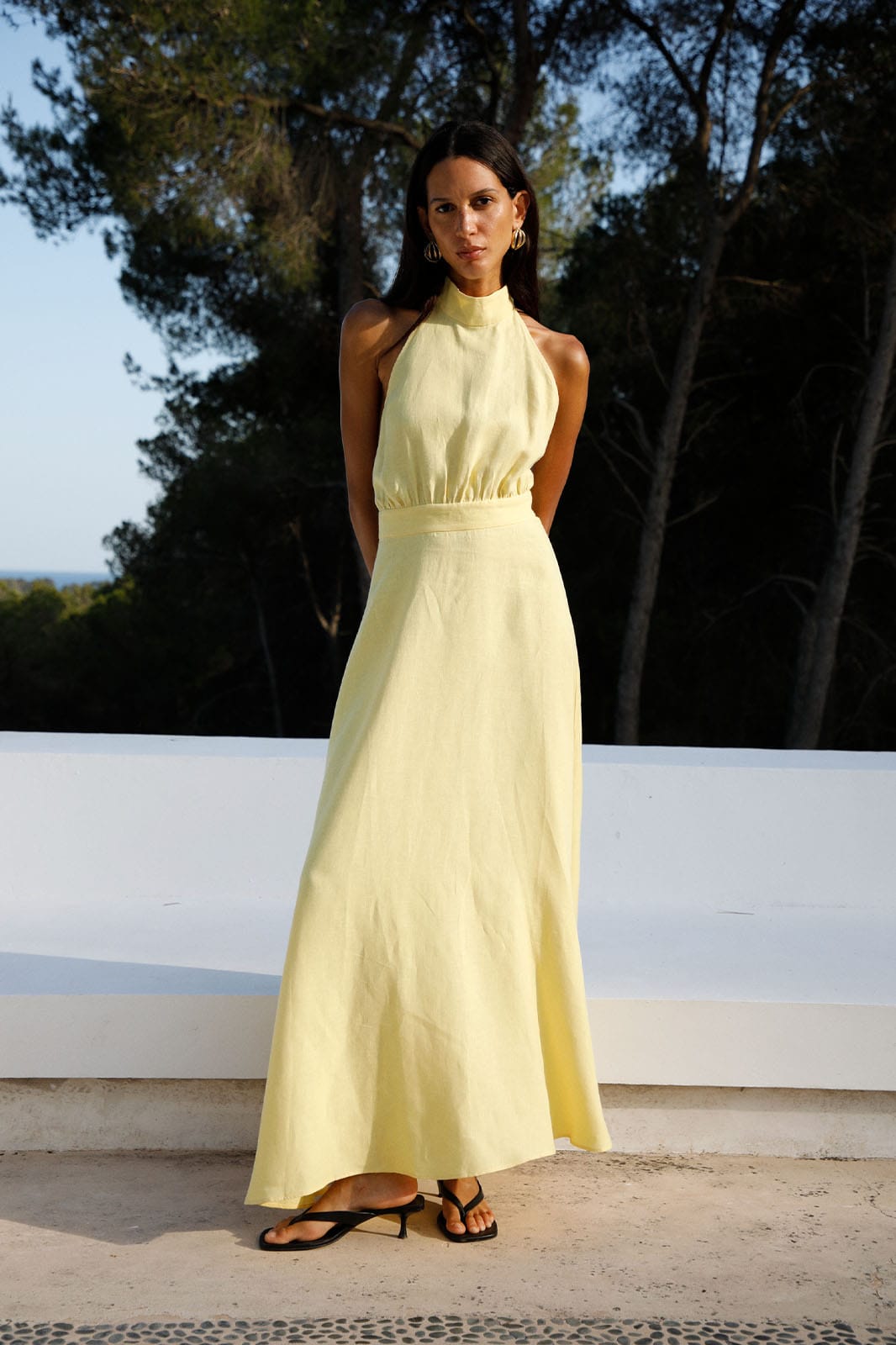 The Isi Halterneck Dress in yellow