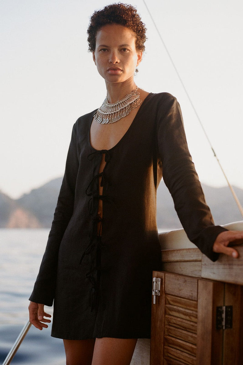 arkitaip Maxi Dresses The Michi Mini Kaftan in black