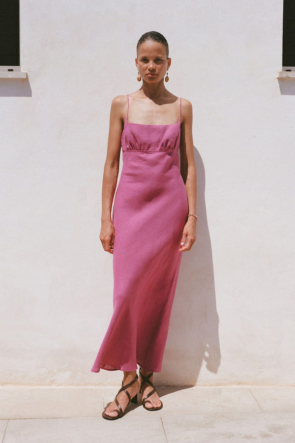 arkitaip Maxi Dresses The Nicola Maxi Slip Dress in berry